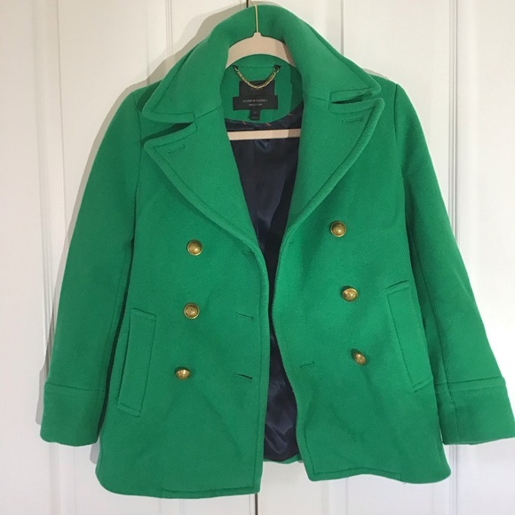 J. Crew Jackets & Blazers - J. Crew Stadium Cloth Nello Gori green pea coat Sz 0